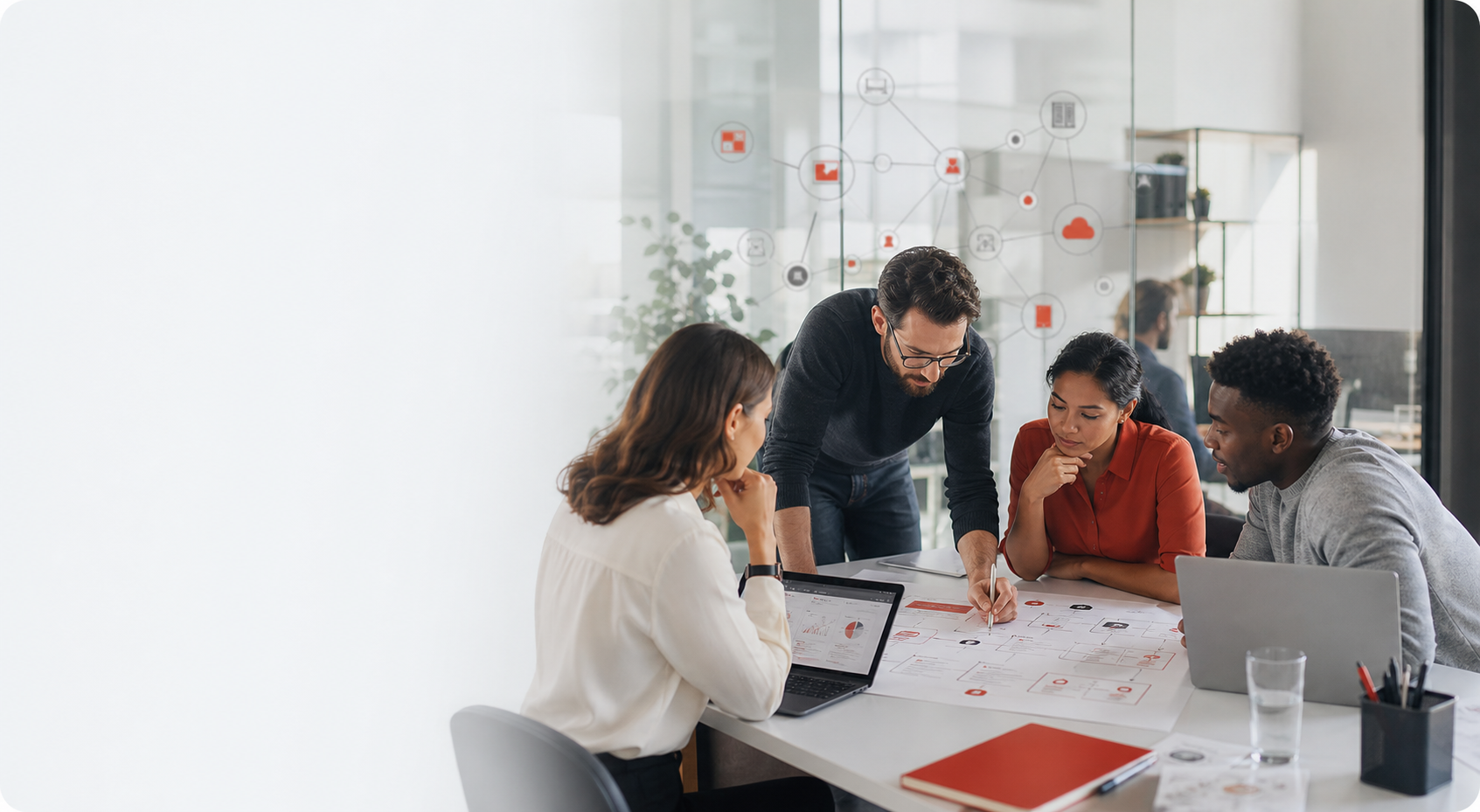 Team collaborating on digital transformation workflows